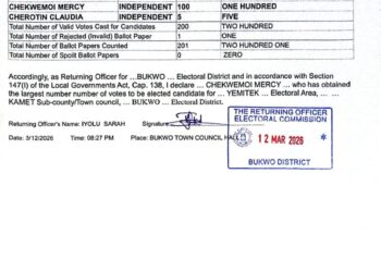 Chekwemoi Mercy wins Residual Elections in yemitek